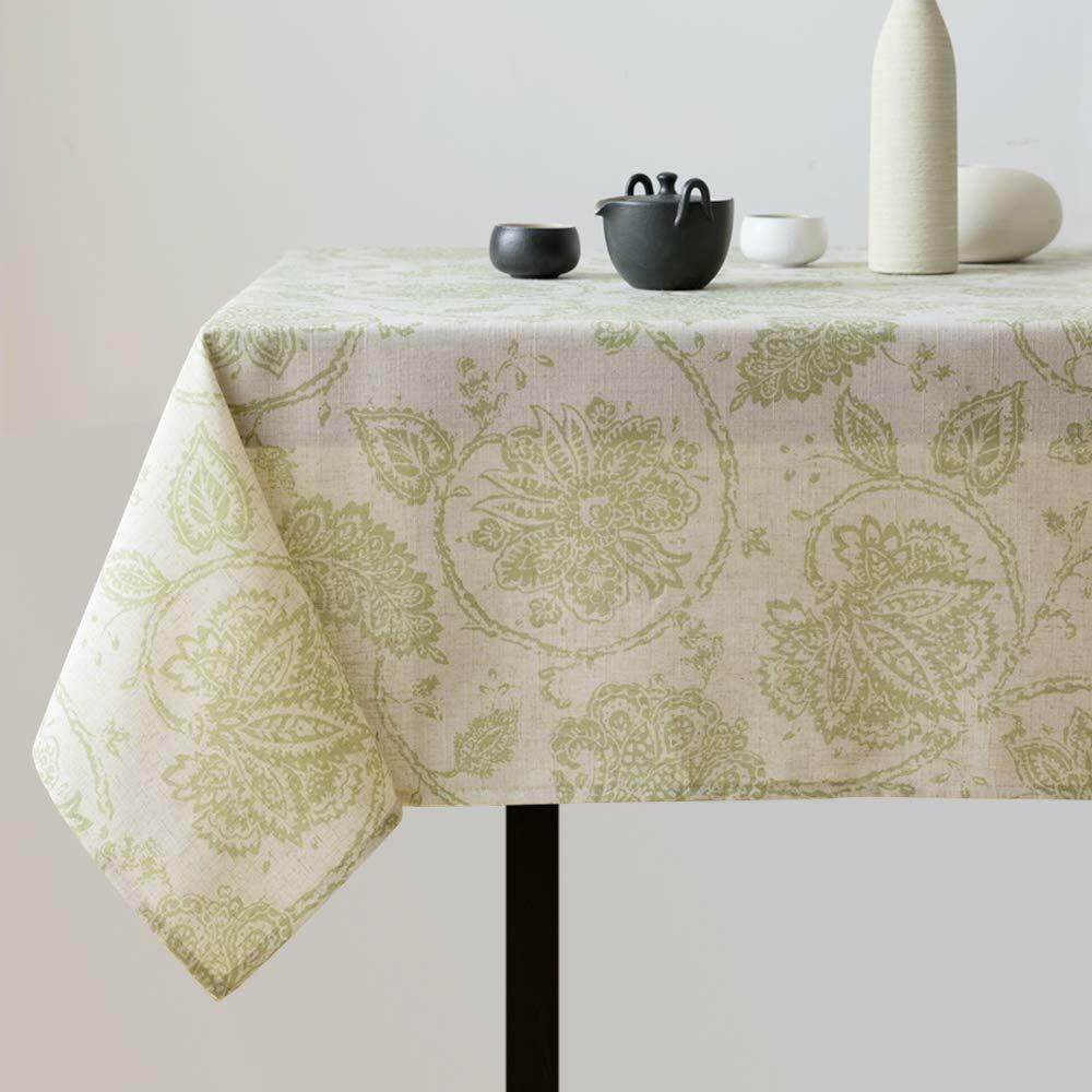 

Linen Textured Tablecloth Floral Printed Table Cover Floral Linen 1 Panel
