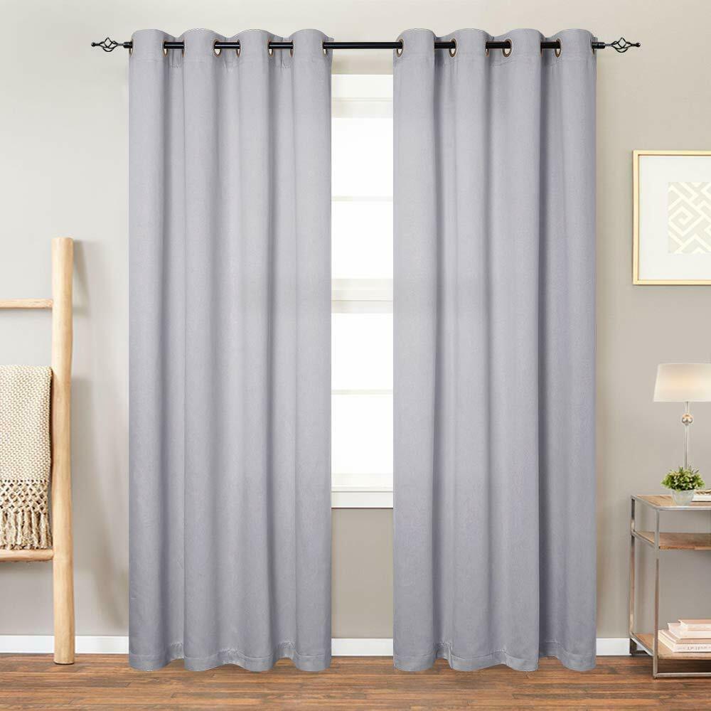 

Linen Textured Curtains for Living Room Light Filtering Drapes Grommets 2 Panels