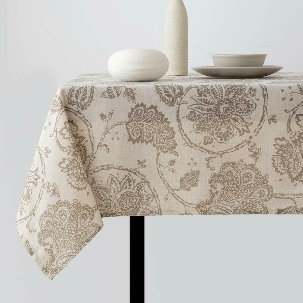 

Linen Textured Tablecloth Floral Printed Table Cover Floral Linen 1 Panel