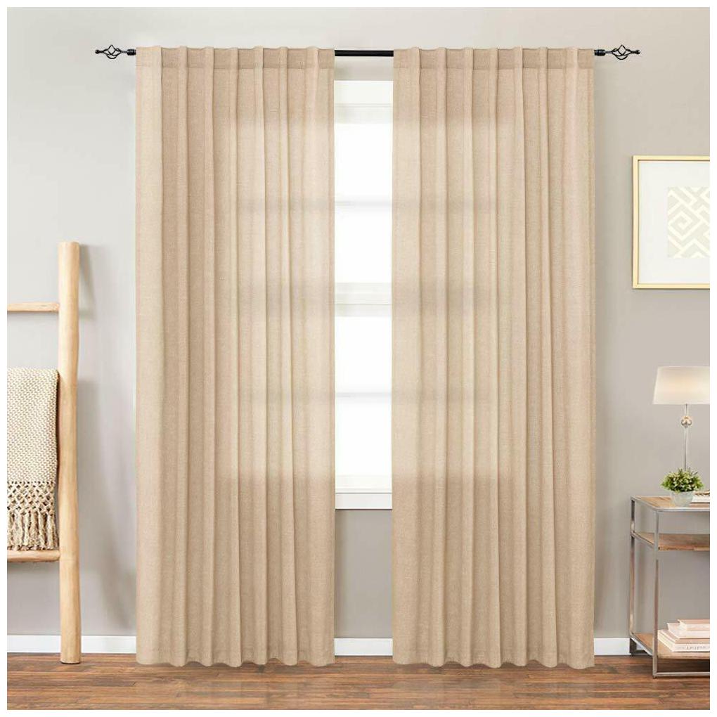 

Linen Textured Curtains for Bedroom Rod Pocket Back Linen Blend Curtain 2 Panels