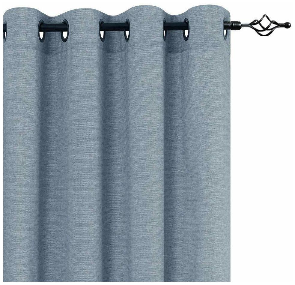 

Linen Textured Curtains for Living Room Grommet Top Window Treatment 2 Panels