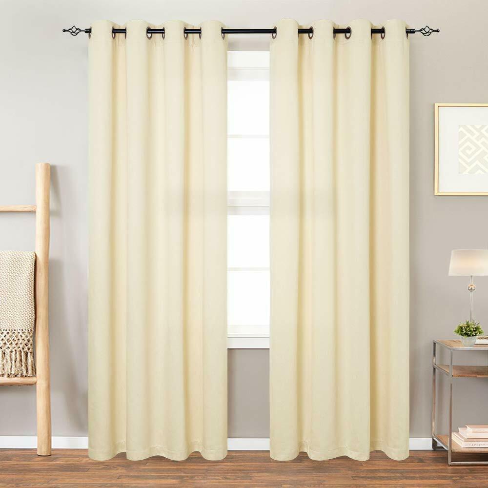 

Linen Textured Curtains for Living Room Light Filtering Drapes Grommets 2 Panels
