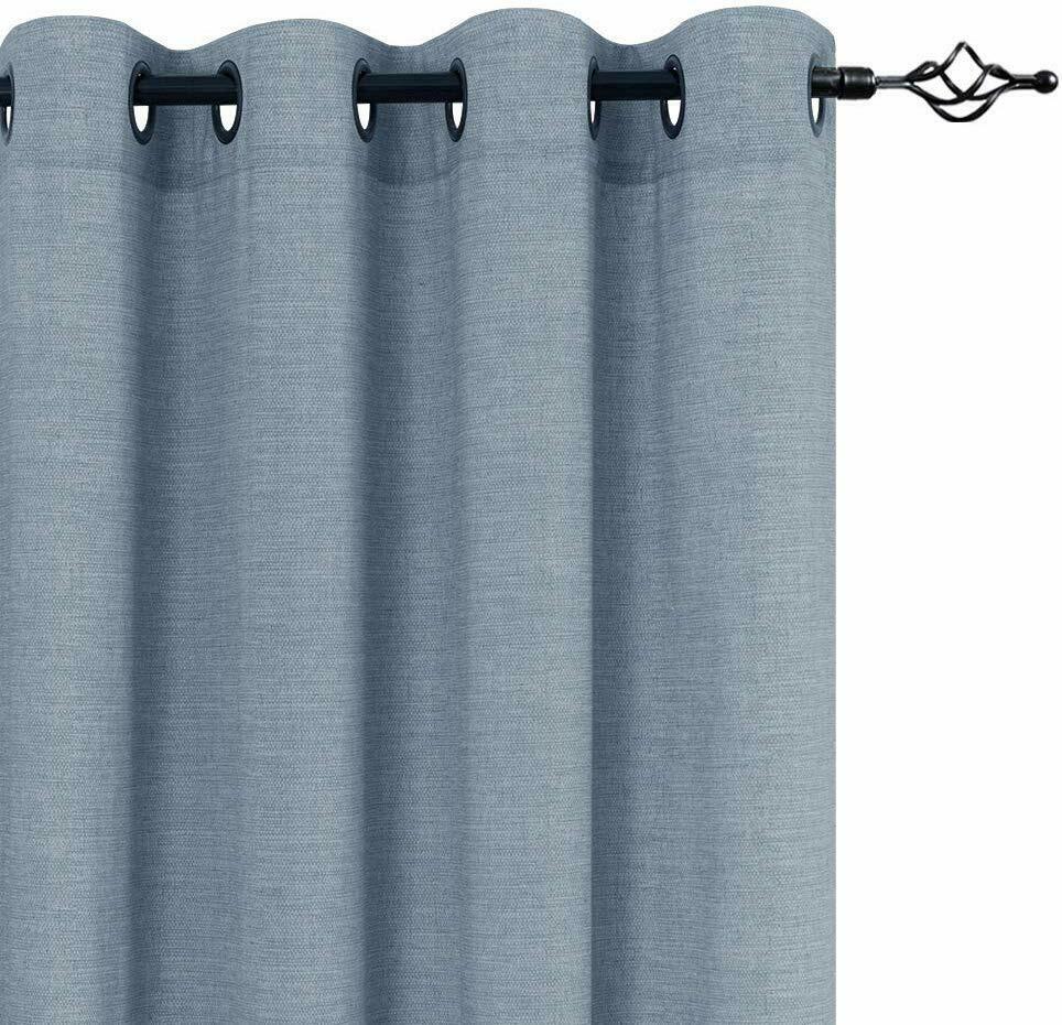 

2 Panels Window Curtains Linen Textured Grommet Top Bedroom Window Treatment Set