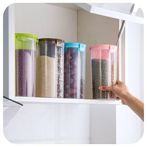 

LION LENDER Air Tight Multipurpose 3 in 1 Transparent Sealed Cans Kitchen Sealed Jars Plastic Storage Bottles Storage Box for Food Cereals Grain Sealed Container(Multicolor) Set Of 4