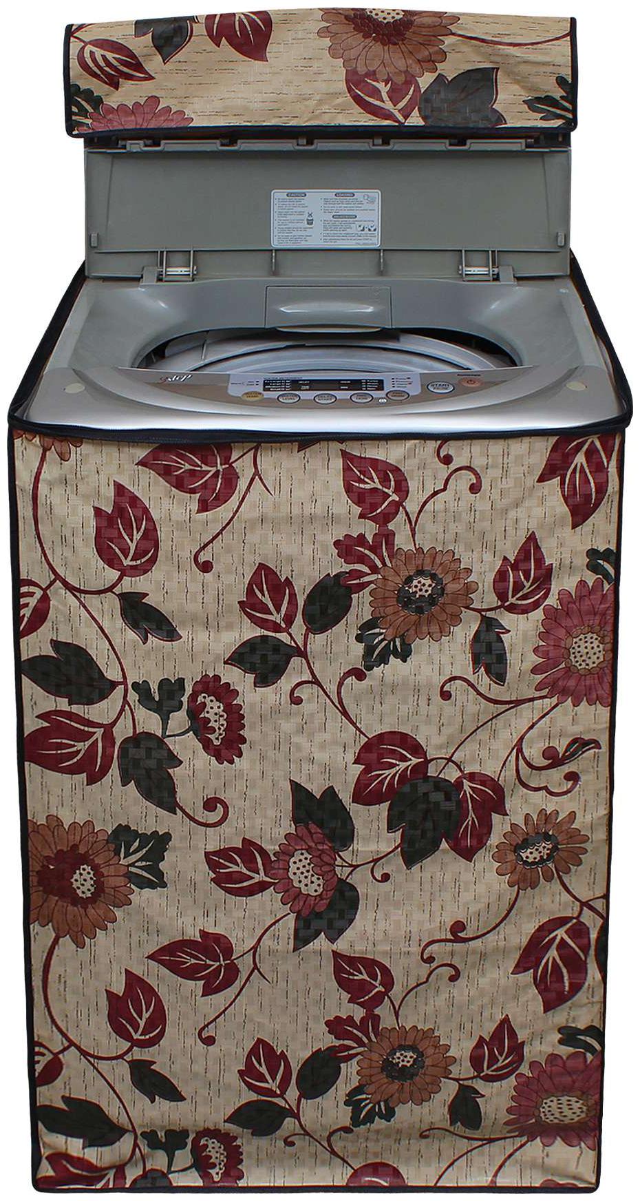 

Lithara Beige Color Printed Washing Machine Cover For LG T8067TEELR Fully Automatic Top Load 7 kg