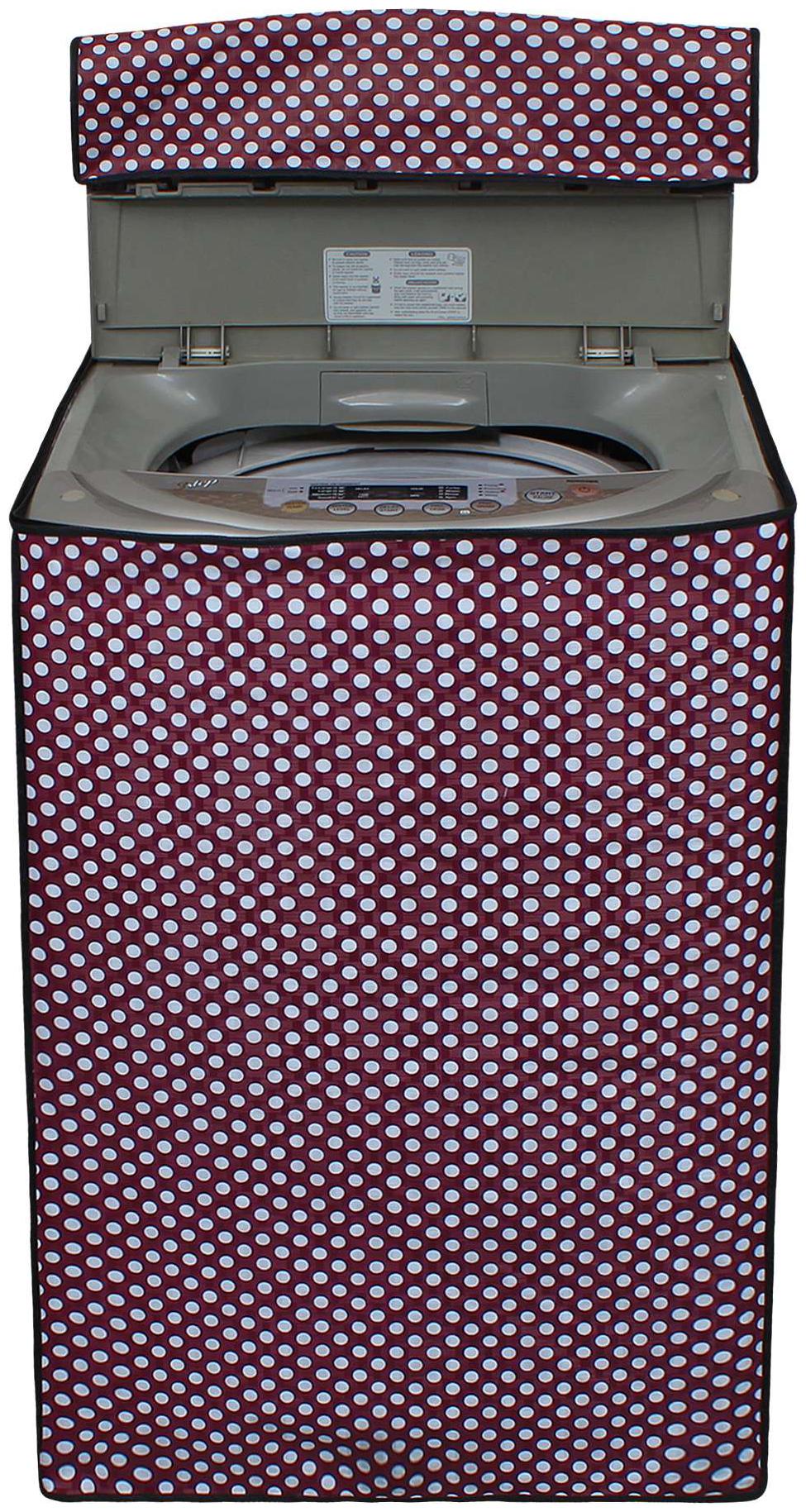 

Lithara Maroon Color Printed Washing Machine Cover for Whirlpool 6 5 kg Fully-Automatic Top Loading (Whitemagic Classic 651S)