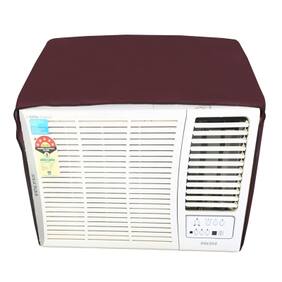 Lithara Maroon waterproof and dustproof window ac cover for Carrier CACW18EA3W 1.5 Ton 3 star AC