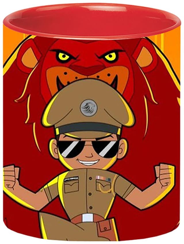Little Singham Cartoon Red Coffee Mug for Friends/Birthday Gifts for Kids/Return Gifts by Ashvah-Mug-2281-Red