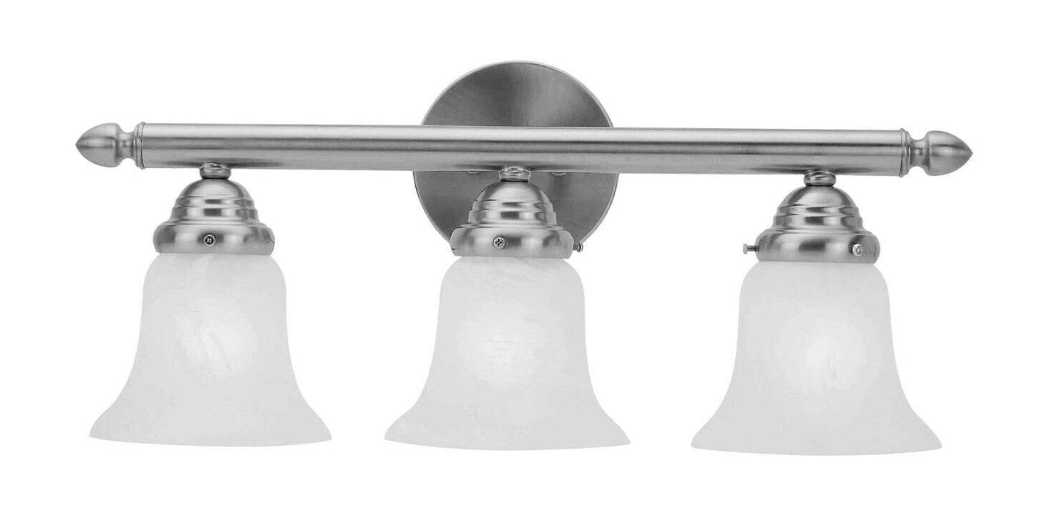 

Livex Lighting-Three Light Bath Bar Brushed Nickel Finish with White