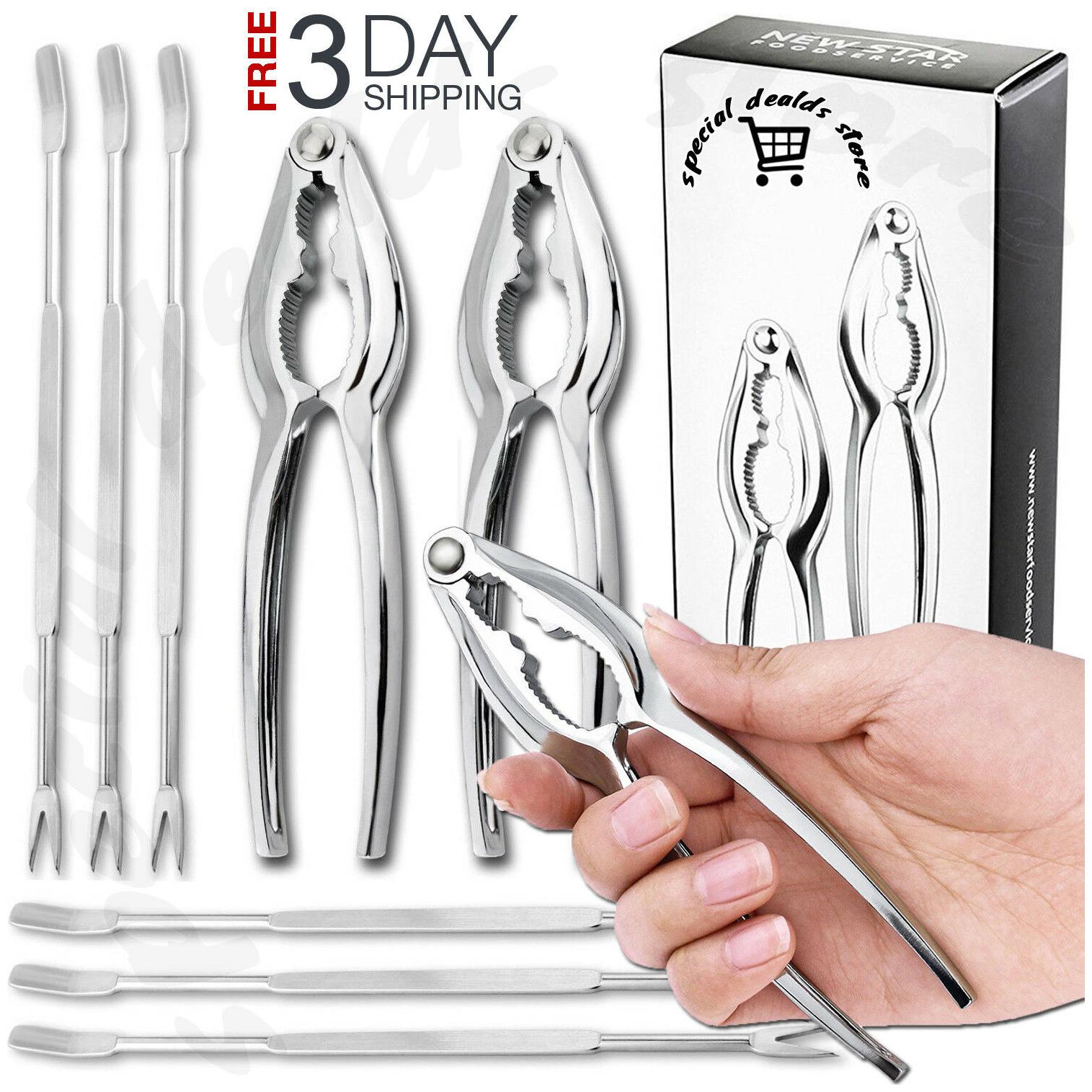 

Lobster Shell Cracker Forks Set Seafood Crab Legs Forks Crackers Tool 8 Pc