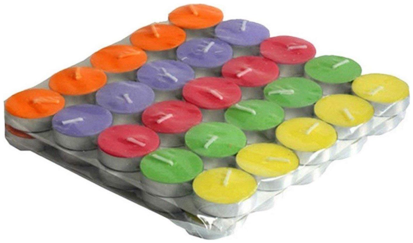 

LOF Wax Tea Light Candle Multicolor Festival Diya Long Burn Time 50pcs