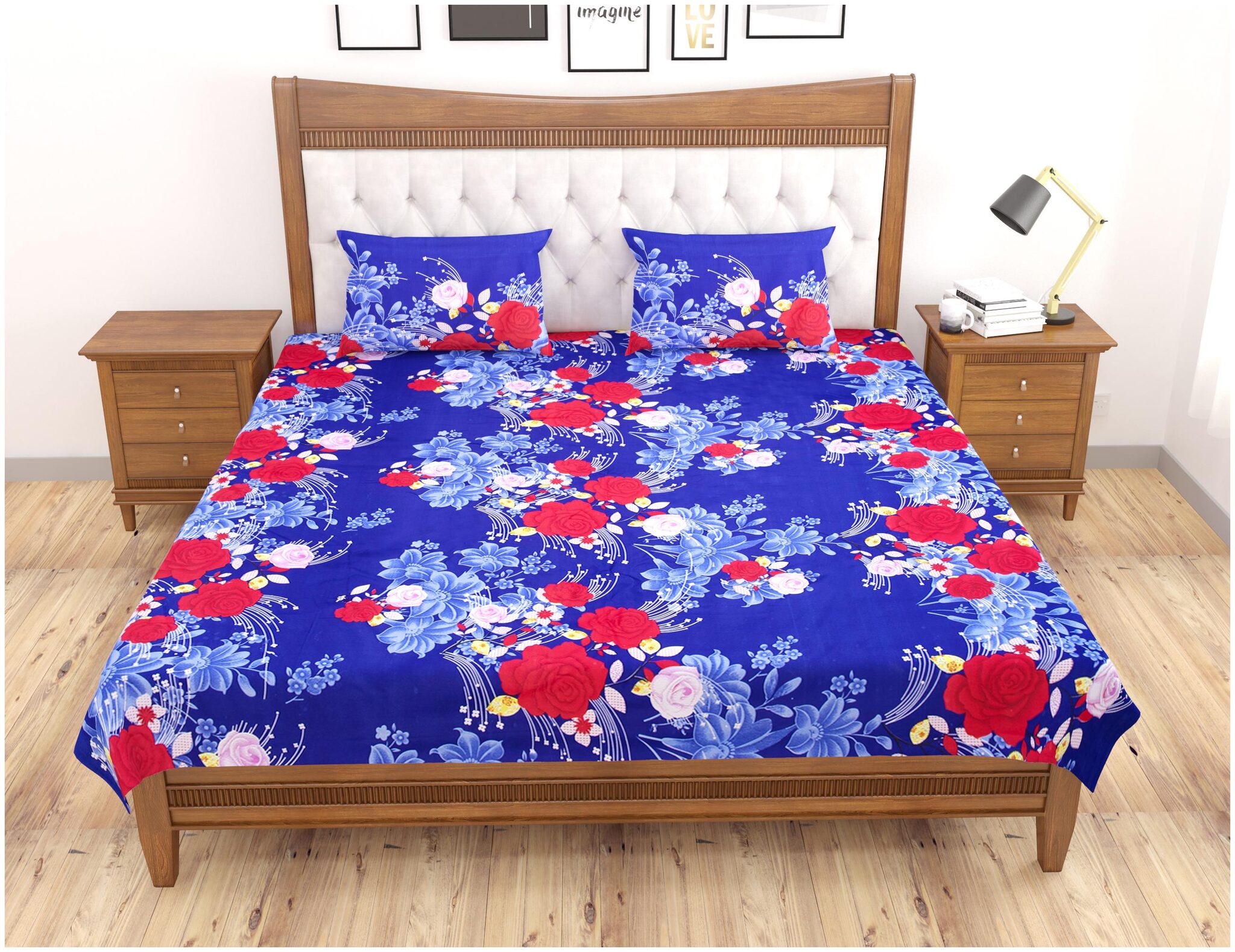 

Lomak Double Bedsheet with 2 Pillow Covers - Super King Size Bedsheet Poly Cotton