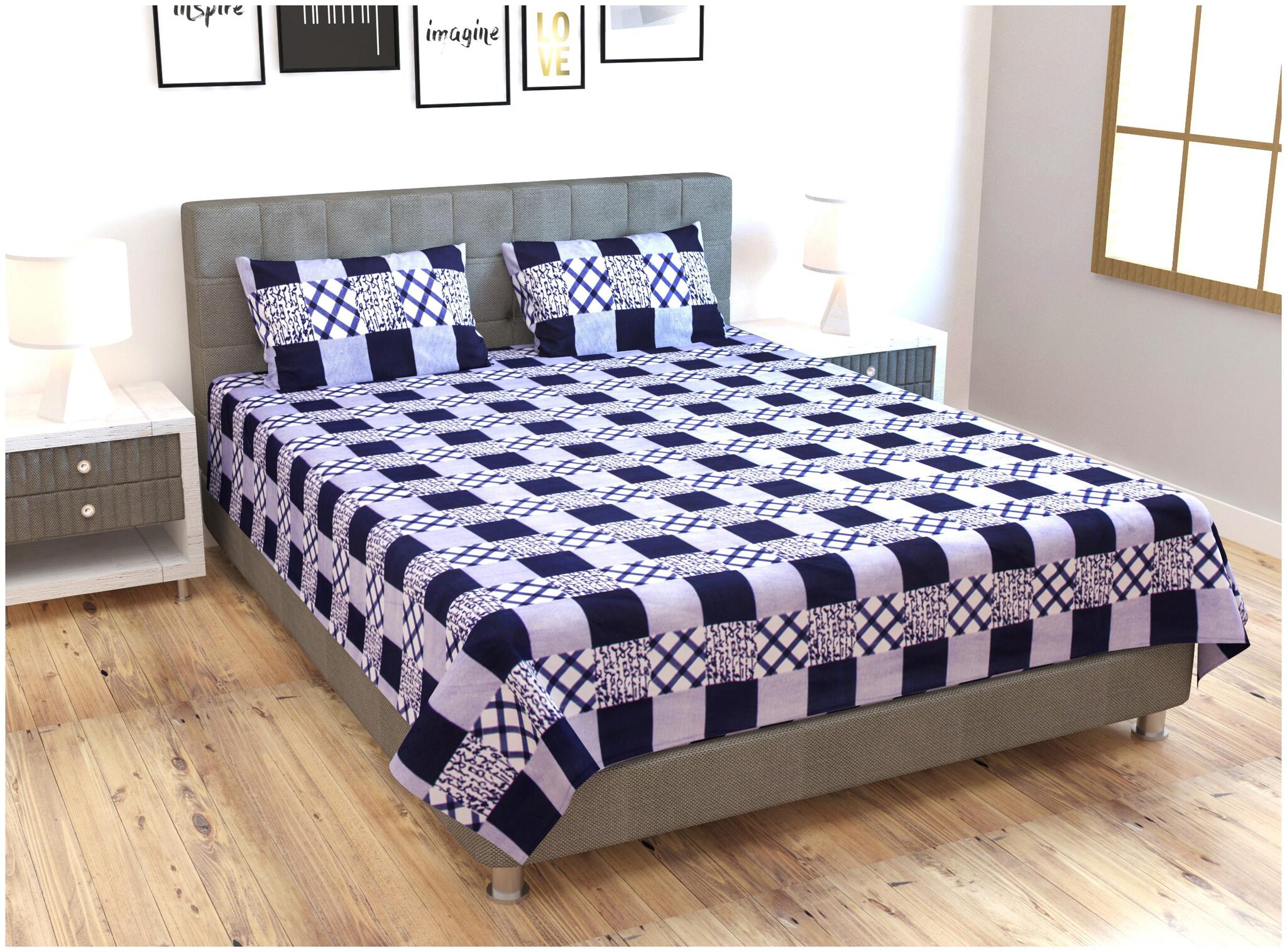 

Lomak Double Bedsheet with 2 Pillow Covers Poly Cotton