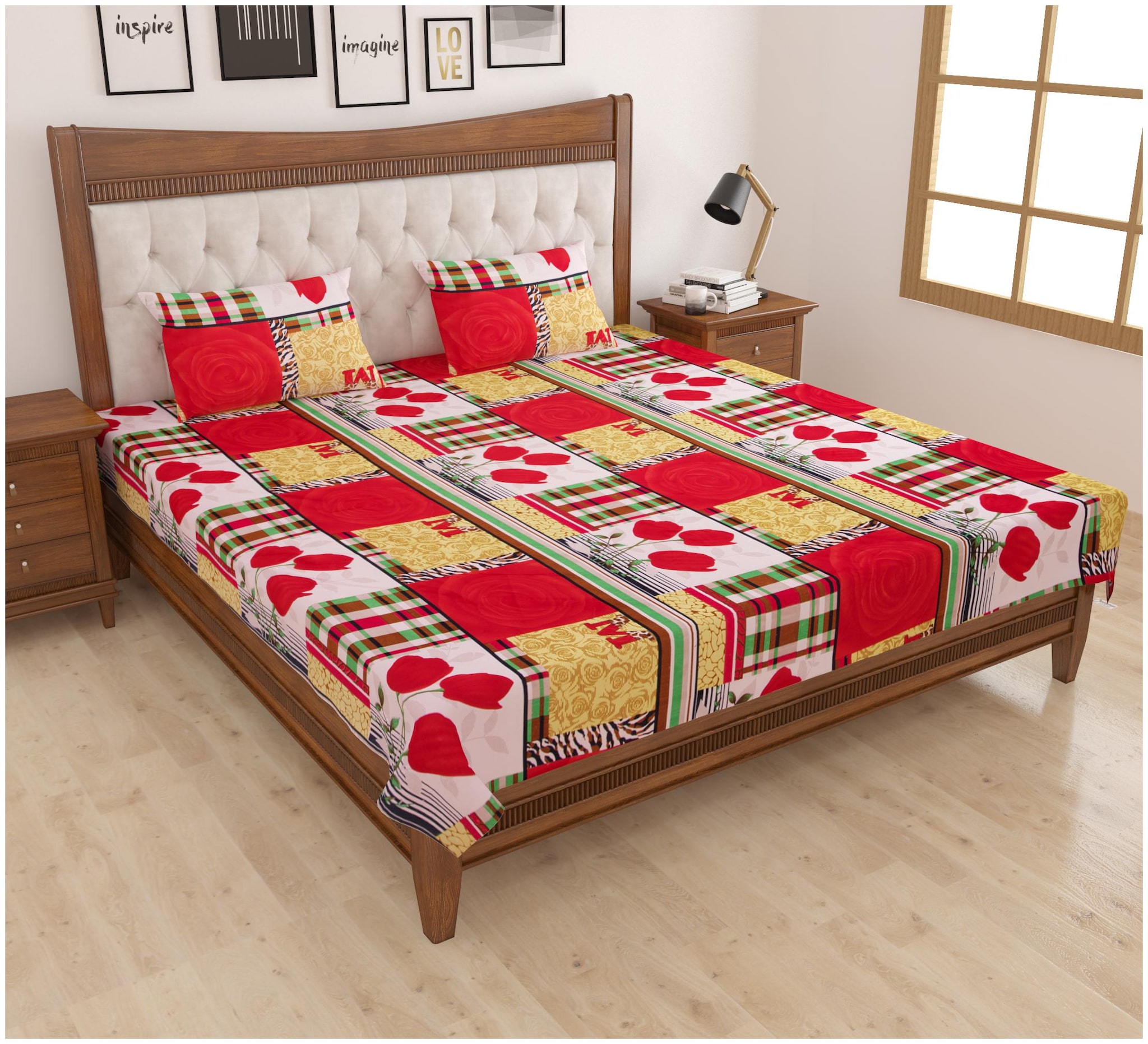 

Lomak Double Bedsheet with 2 Pillow Covers - Super King Size Bedsheet Poly Cotton