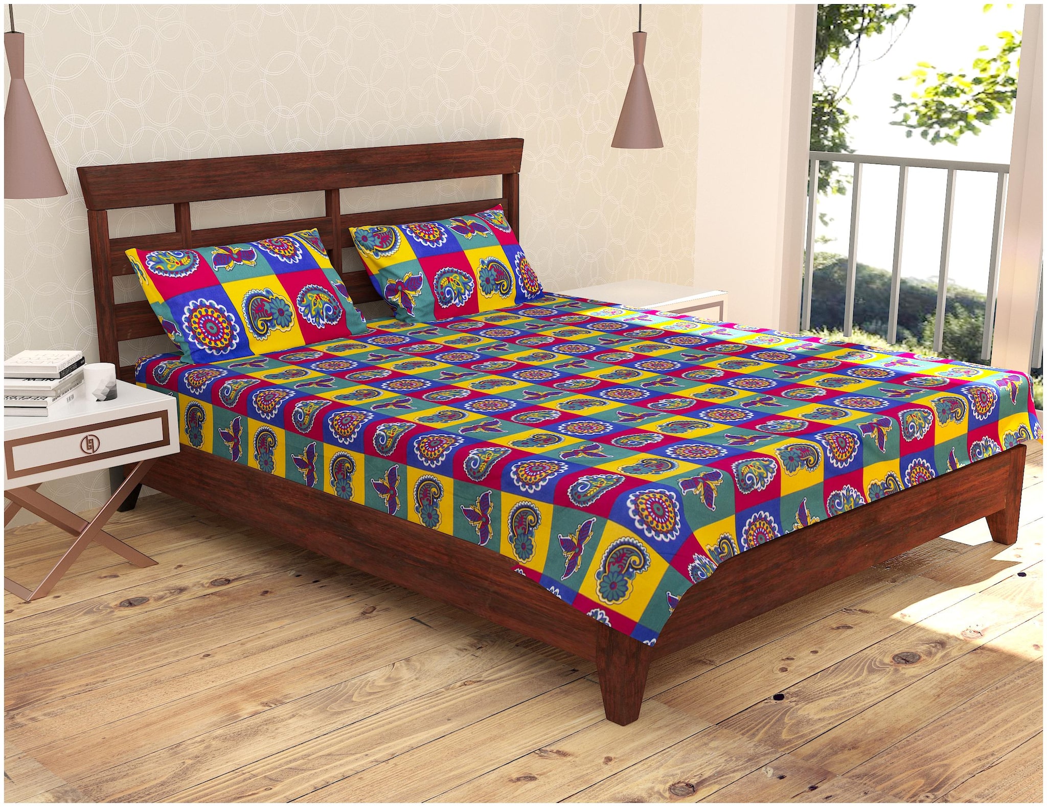 

Lomak Double Bedsheet with 2 Pillow Covers Poly Cotton