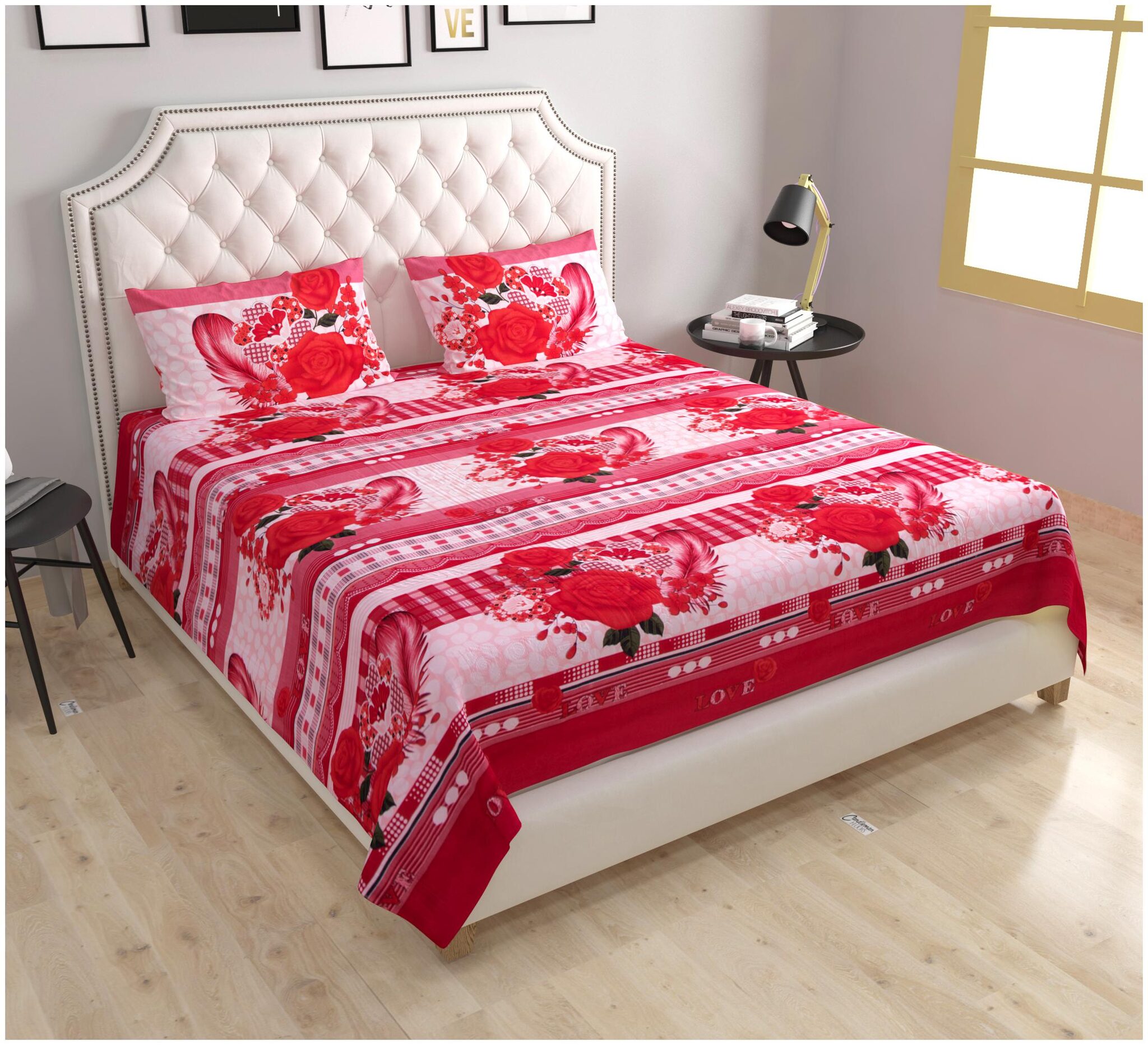 

Lomak Double Bedsheet with 2 Pillow Covers - Super King Size Bedsheet Poly Cotton