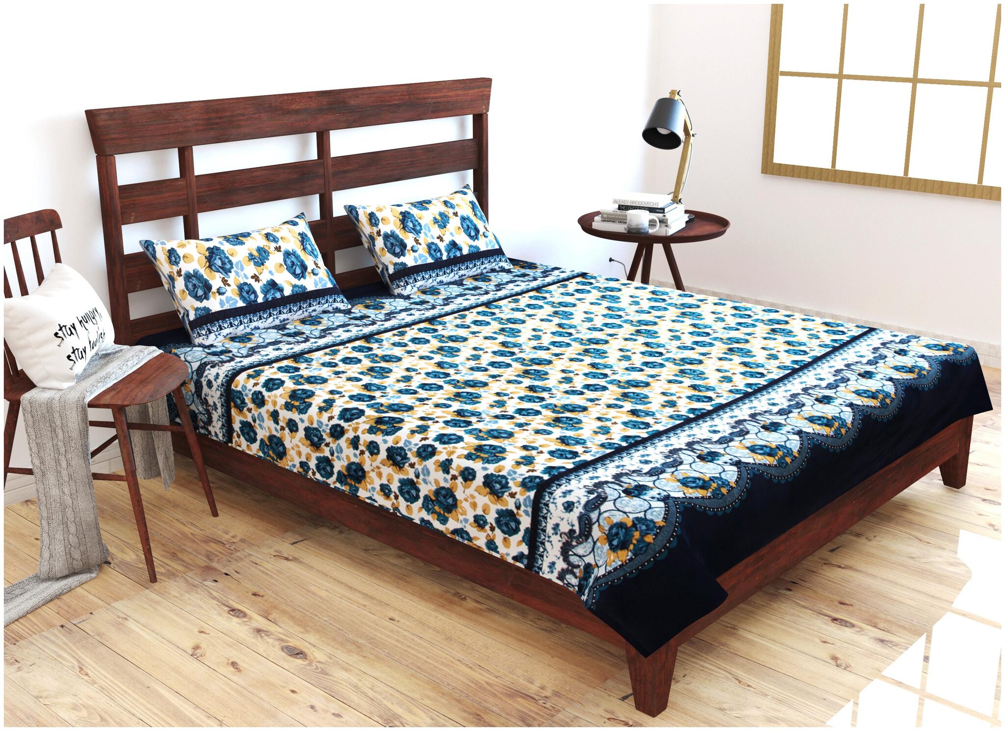 

Lomak Double Bedsheet with 2 Pillow Covers Poly Cotton