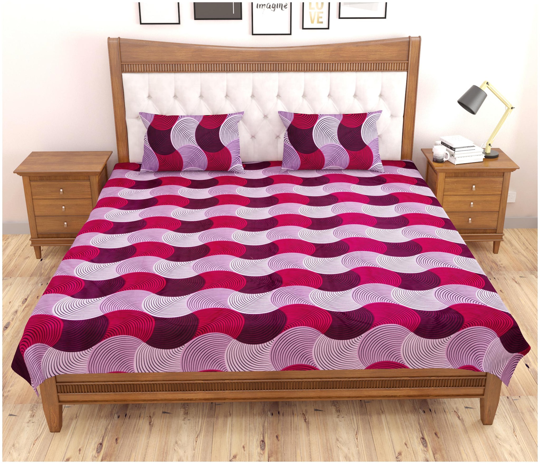 

Lomak Double Bedsheet with 2 Pillow Covers - Super King Size Bedsheet Poly Cotton