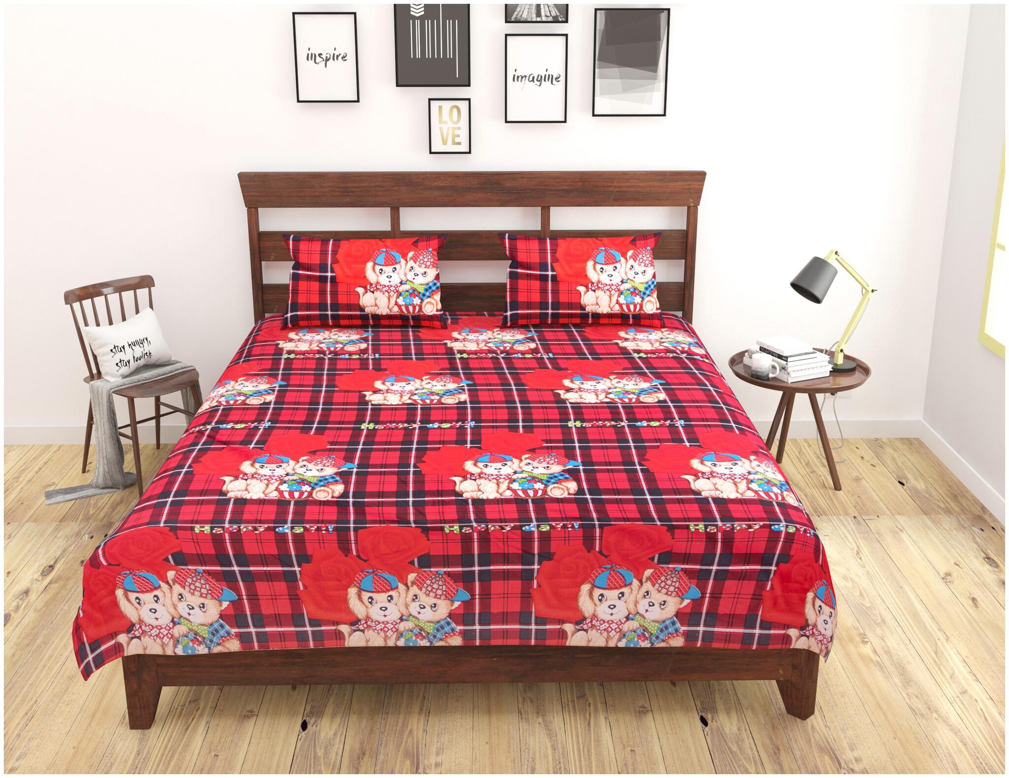 

Lomak Double Bedsheet with 2 Pillow Covers - Super King Size Bedsheet Poly Cotton