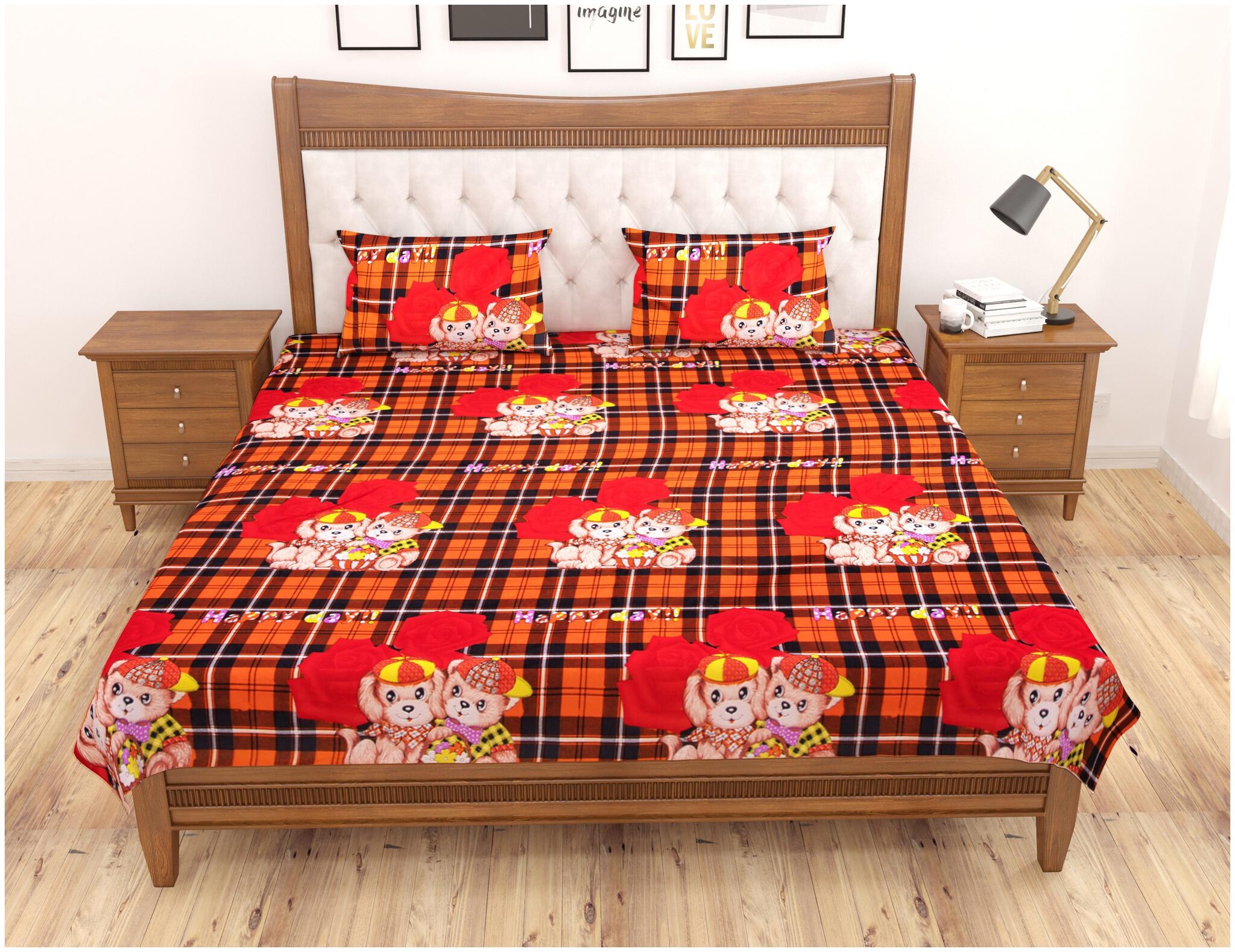 

Lomak Double Bedsheet with 2 Pillow Covers - Super King Size Bedsheet Poly Cotton