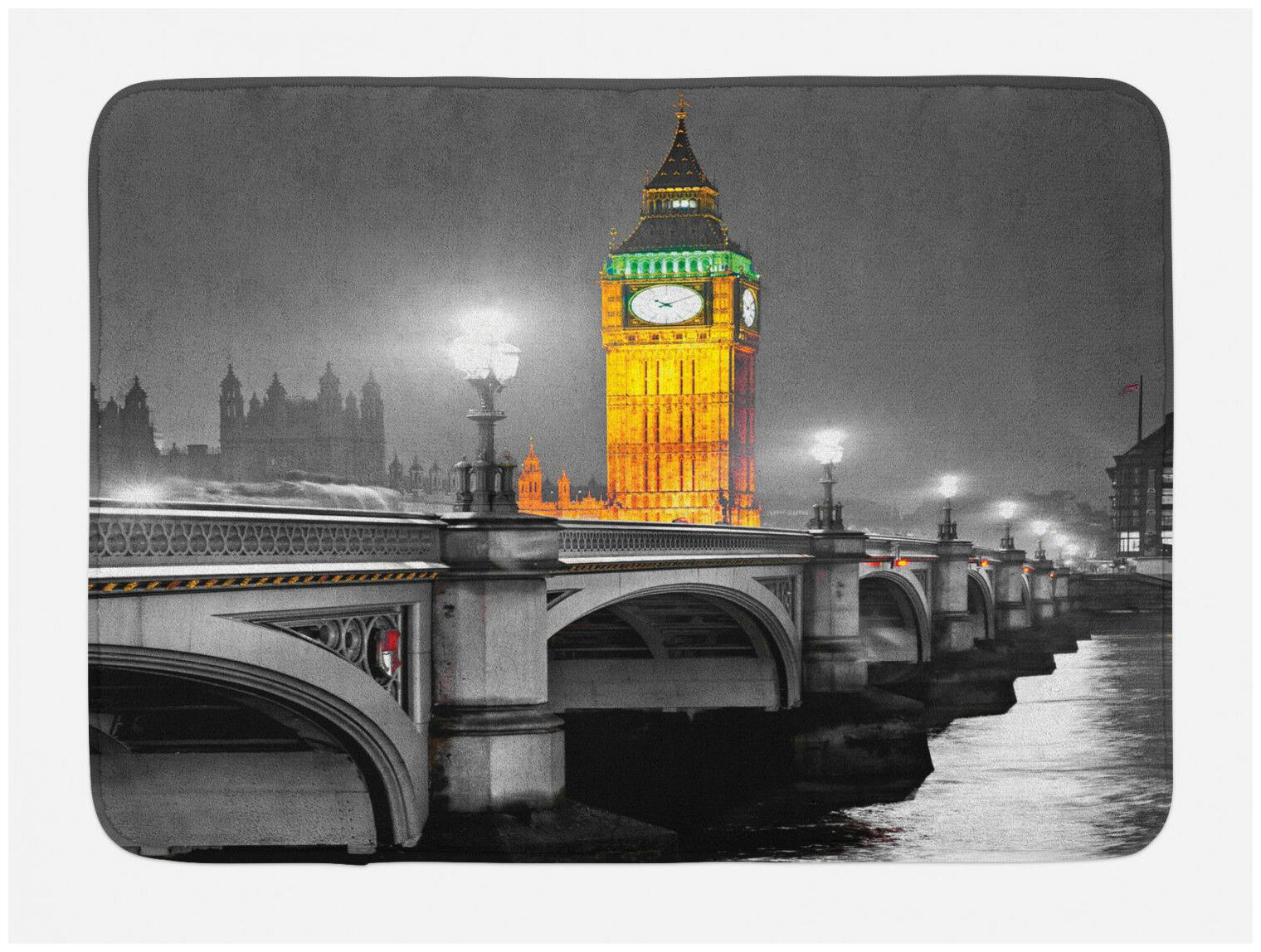 

London Bath Mat Big Ben Bridge Night Non-Slip Plush Mat 29 5 X 17 5 Inches