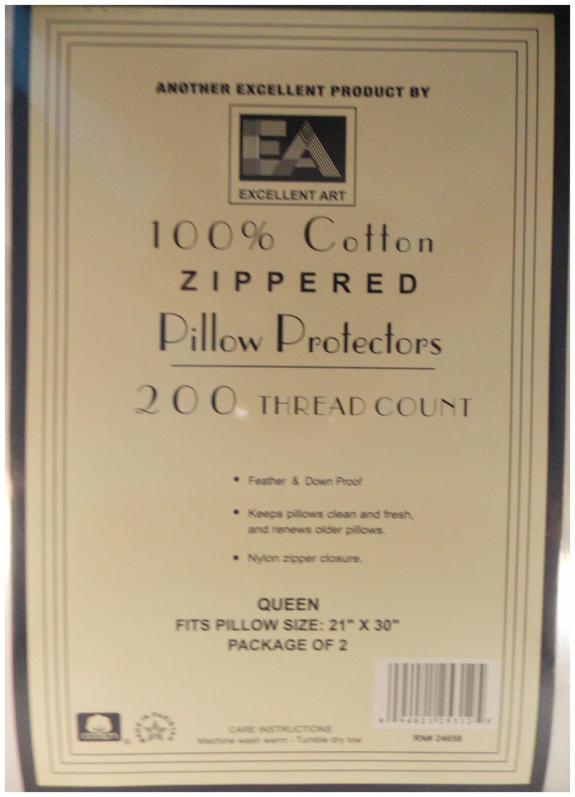 

100 COTTON-200 THREAD-SET OF 2 ZIPPERED PILLOW PROTECTORS-PICK YOUR XX