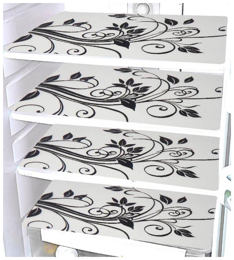 

LooMantha Pack Of 4 Classic Black Refrigerator Fridge Drawer Mats L-5 Design