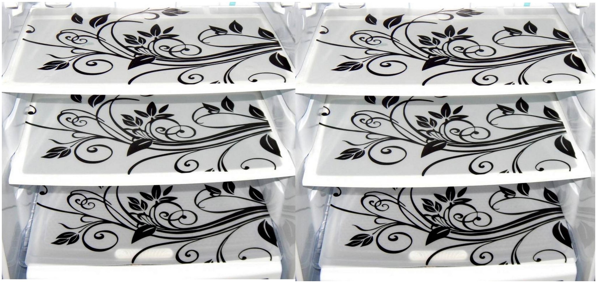 

LooMantha Pack Of 6 Classic Black Refrigerator Fridge Drawer Mats L-5 Desing