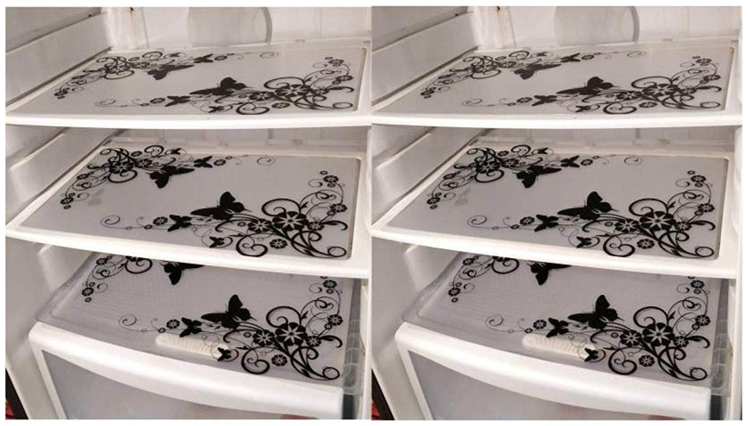 

LooMantha Pack Of 6 Classic Black Refrigerator Fridge Drawer Mats L-7 Desing