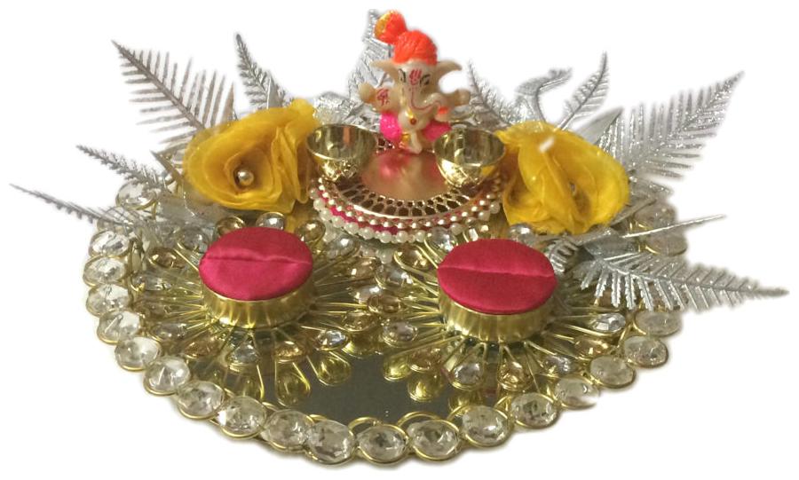 

Loops n Knots Multi-Colour Ganesha Wedding Engagement Ring Platter with 2 Ring Holder