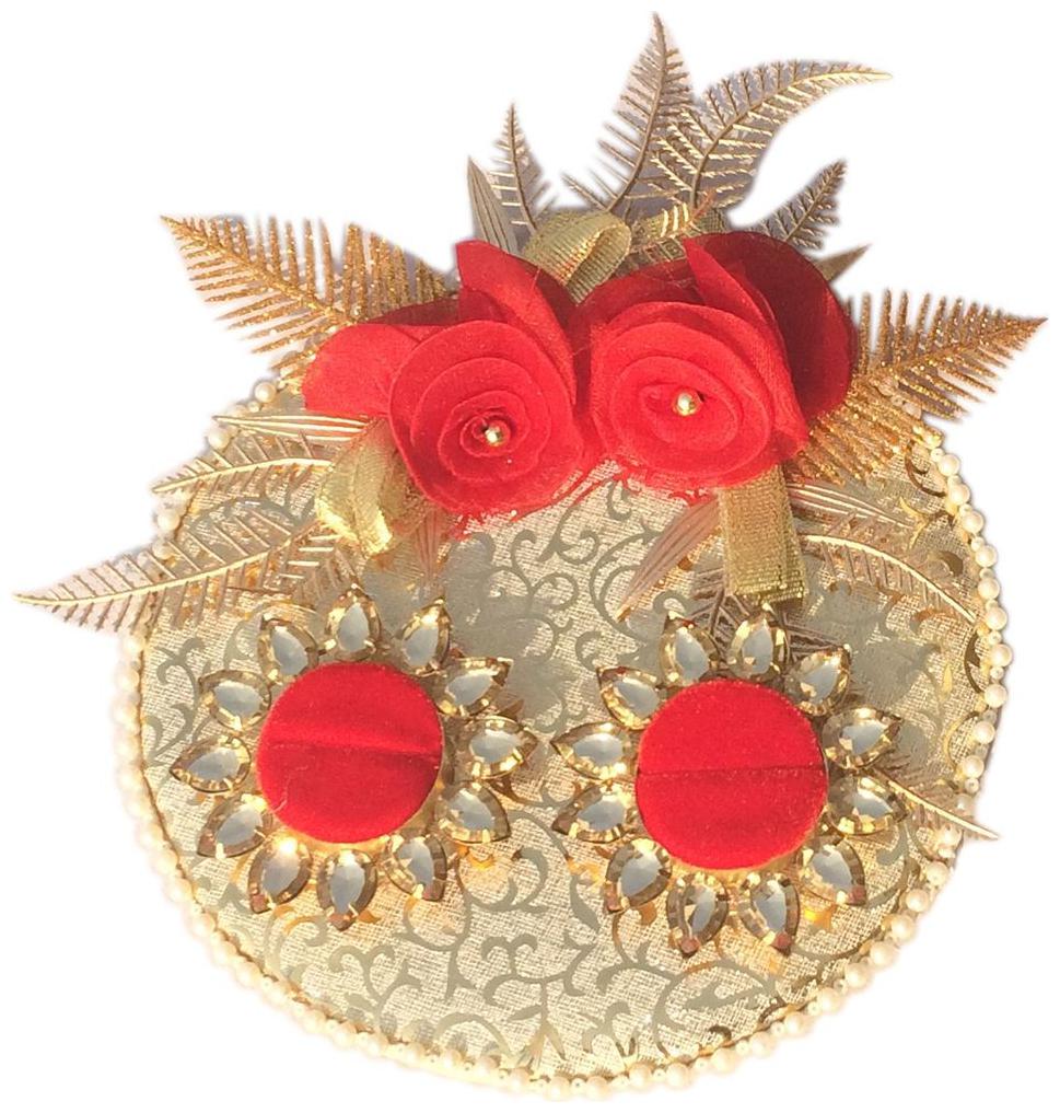 

Loops n knots Red Golden Wedding Engagement Ring Platter With 2 Ring Holder (rp127)