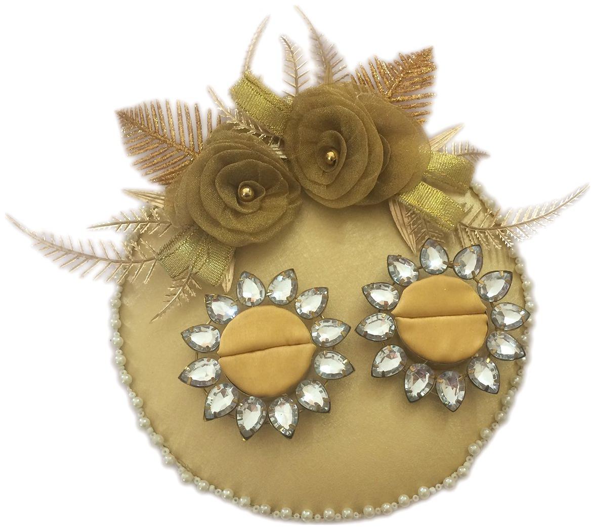

Loops n Knots Golden Wedding Engagement Ring Platter with 2 Ring Holder (rp148)