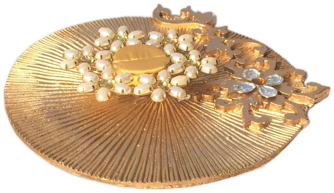 

Loops n knots Golden Wedding Engagement Ring Ceremony Platter With Single Ring Holder (rp126)