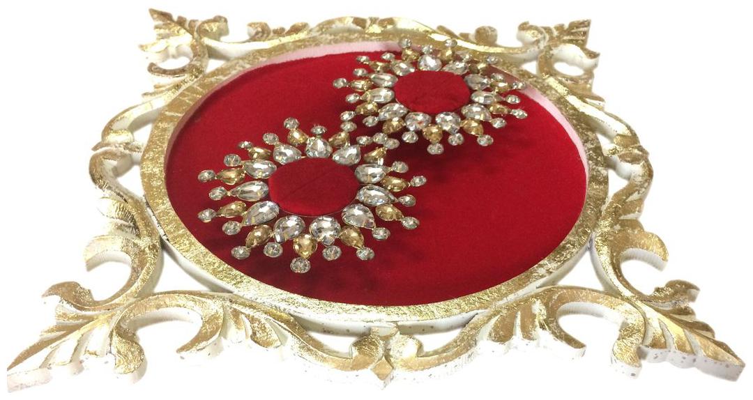 

Loops n knots Texture Wooden Wedding Ring Platter With 2 Ring Holders (rp111)