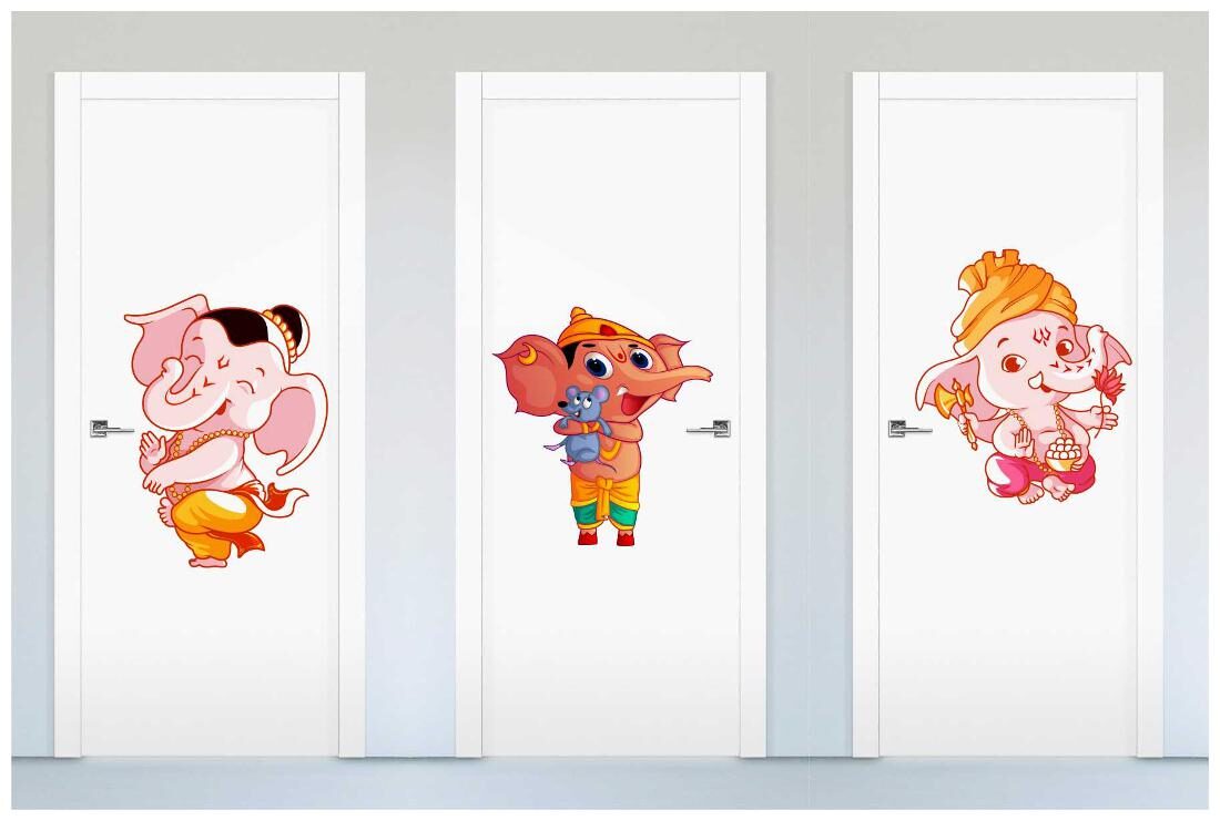 

Rawpockets Wall Stickers Lord Baby Ganesha Tri Combo Wall Sticker