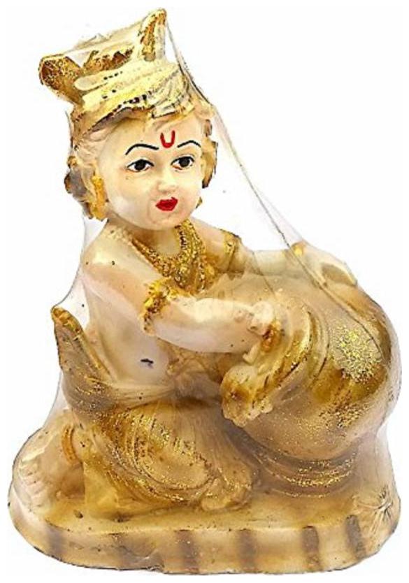 

Lord Krishan Makhan Chor Statue Washable n Marble look Special idol