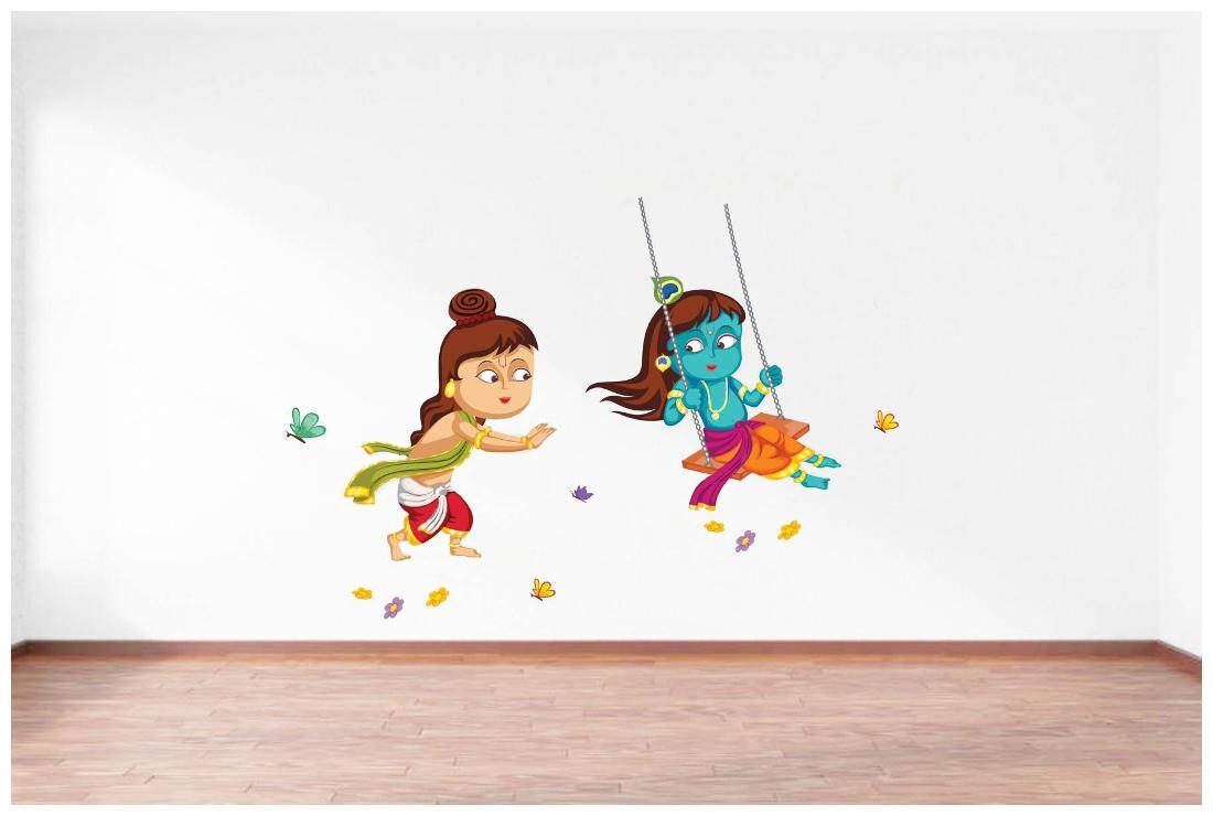 

Rawpockets Wall Stickers Lord Krishna Playing Swing