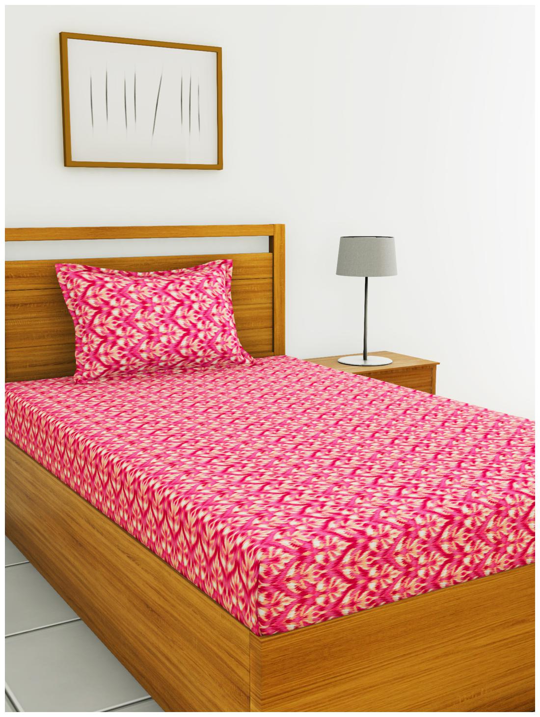 

BIANCA Cotton Printed Single Size Bedsheet 110 TC ( 1 Bedsheet With 1 Pillow Covers Red )
