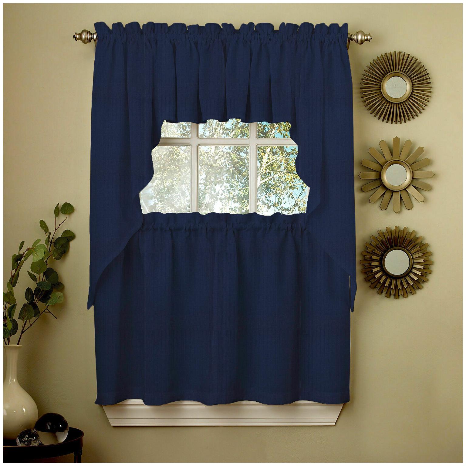 

Lorraine Home Fashions Ribcord Tailored Swag Set 54 x 38 Navy Blue Style 200