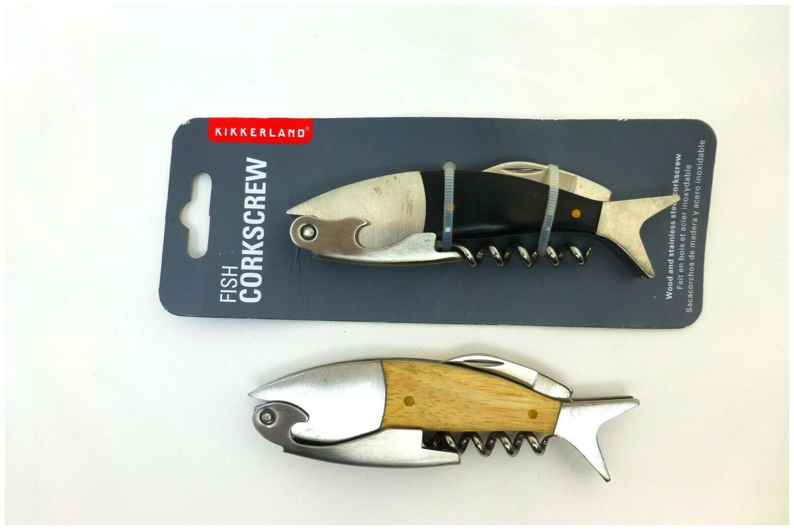 

Lot of 2 Kikkerland FISH Corkscrew Wine Bottle Opener wine key 119