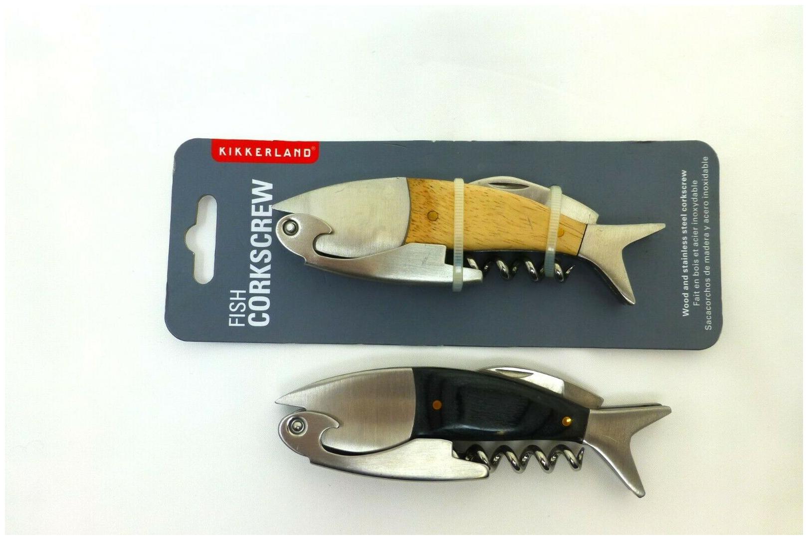 

Lot of 2 Kikkerland FISH Corkscrew Wine Bottle Opener wine key 118