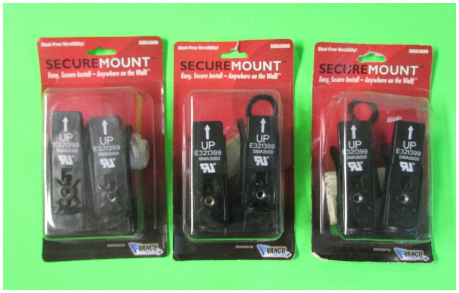 

Lot of 3 pkgs VANCO SMA3000X MOEN SECURE MOUNT ANCHORS FOR FLAT PANEL TELEVISION