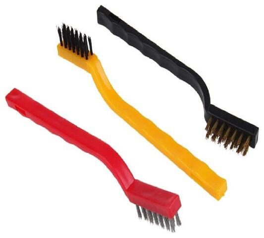 

Lovato 3 pcs Mini Wire Brush Set Cleaning Tool Kit - Brass Nylon Stainless Steel Bristles