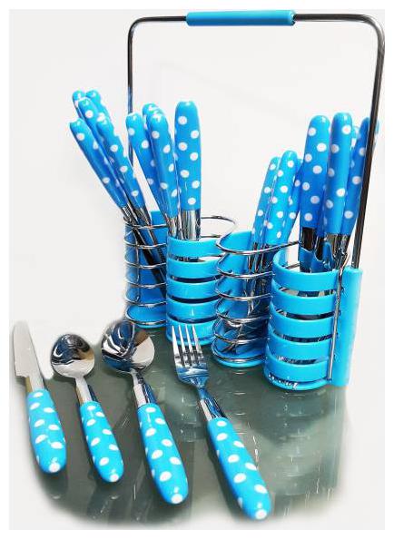 

Lovato Cultery set with stand Stainless Steel Cutlery Set (Blue Pack of 25)