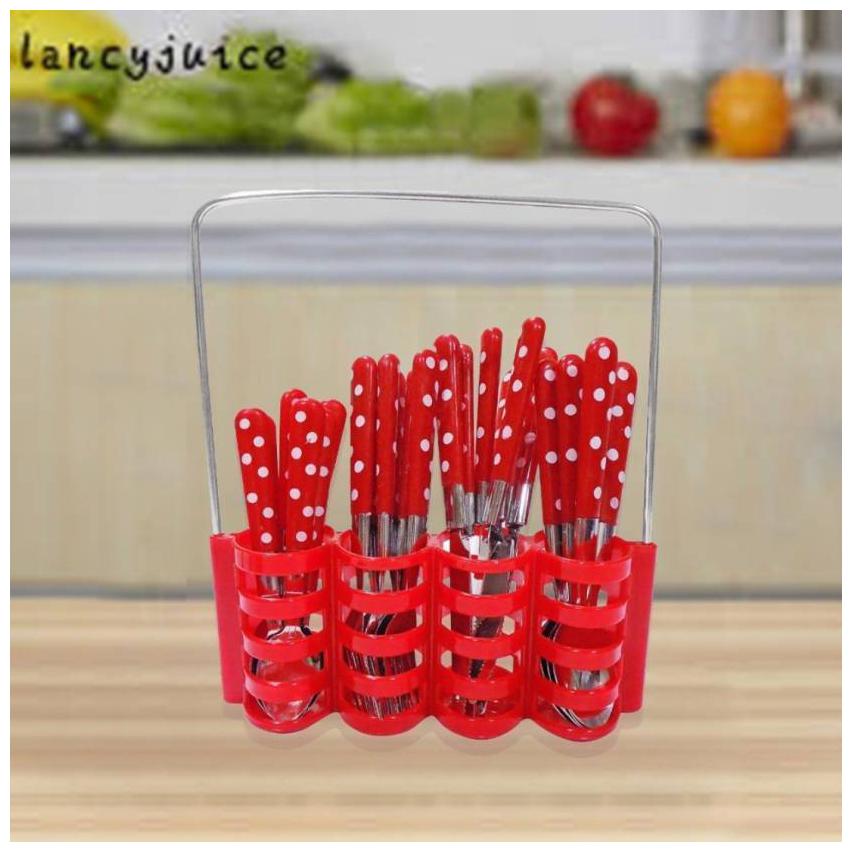 

Lovato Cultery set with stand Stainless Steel Cutlery Set (Red Pack of 25)