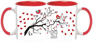 Love Birds Mug - Couple Gift Mug for Boyfriend and Girlfriend...-Mug-1714-Red