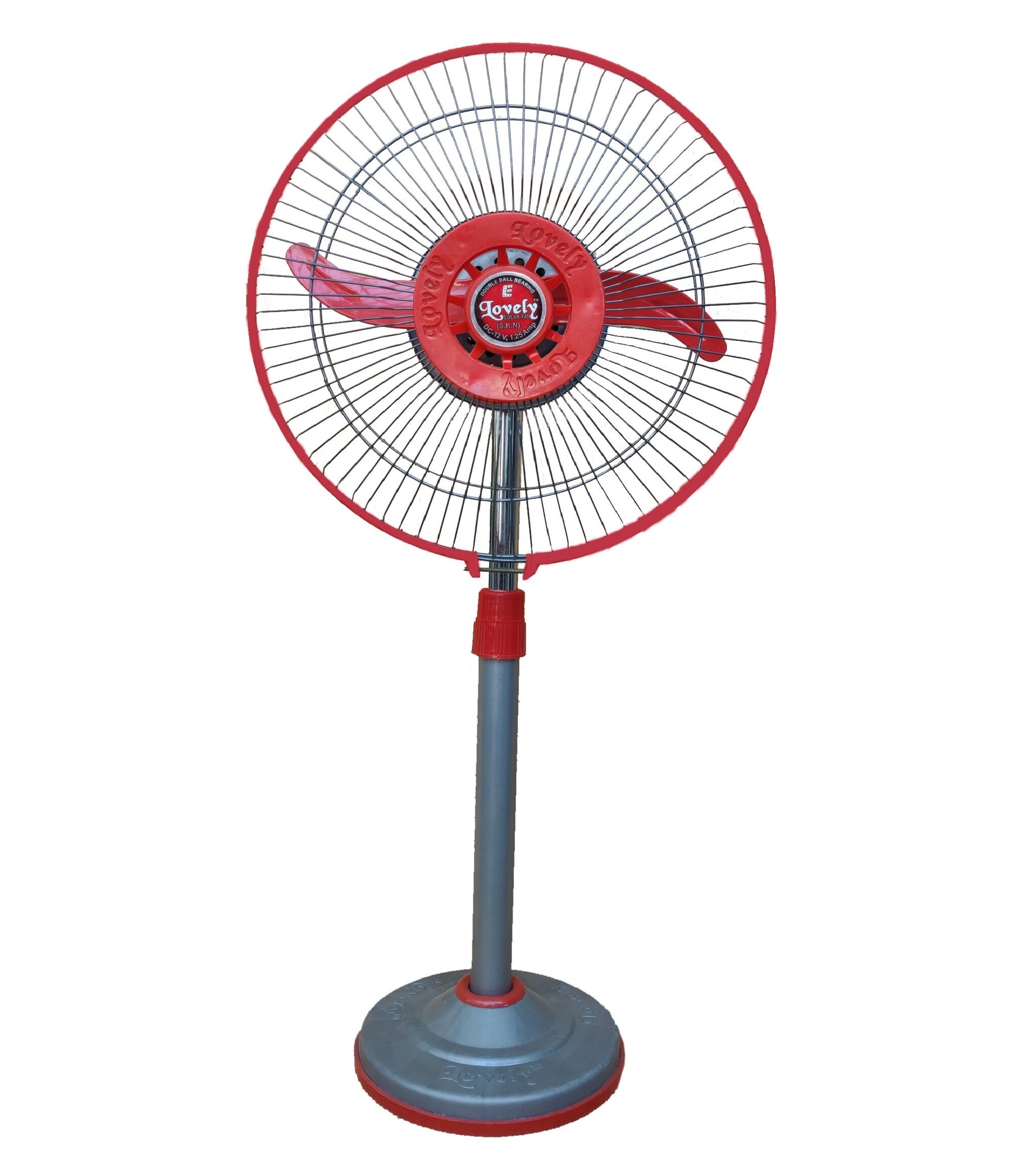 

Lovely Solar Fan DC 12Volt - 18Watt 12 SKN Pedestal Fan (Single Speed Red and Grey)