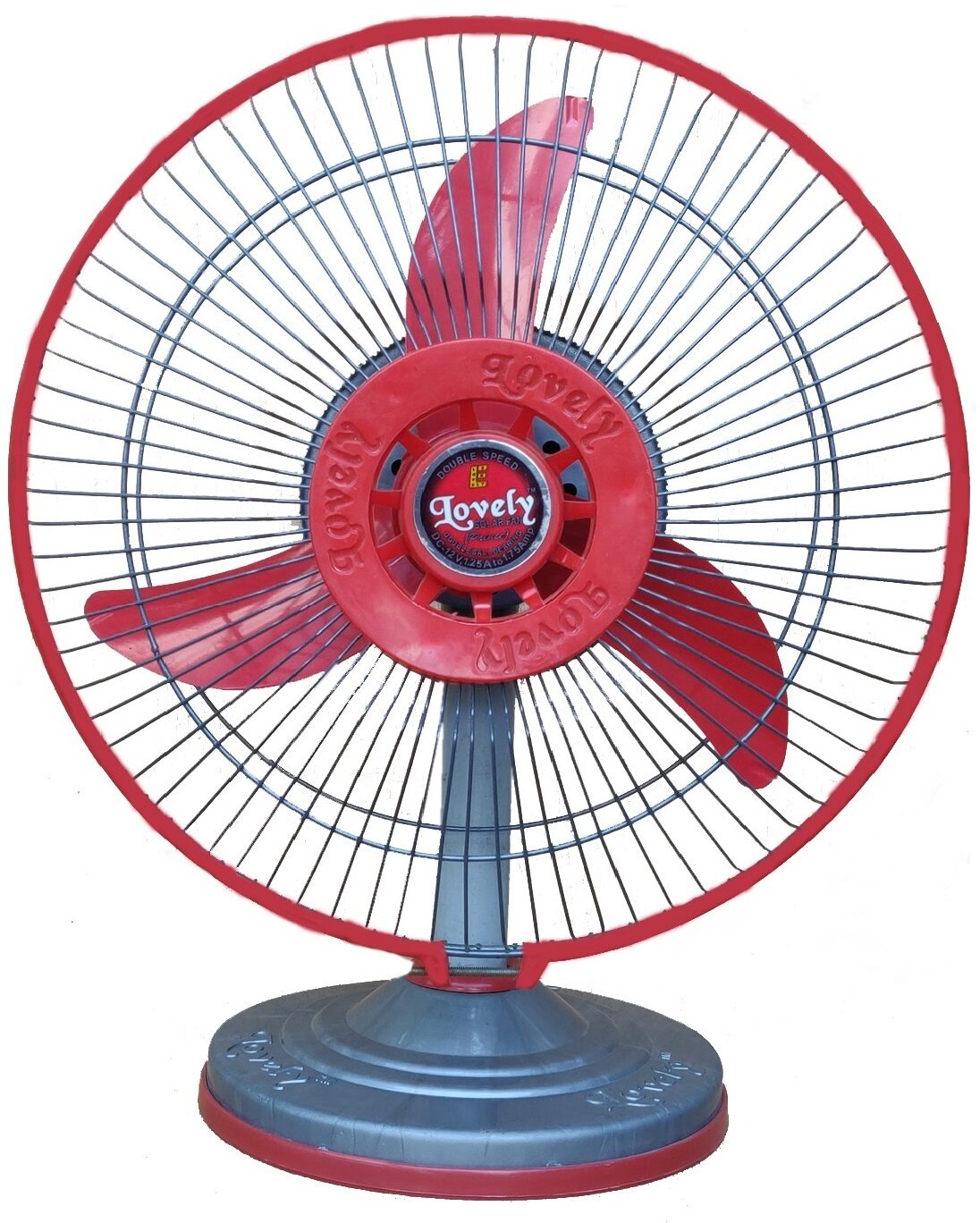 

Lovely Solar Fan DC 12Volt - 20Watt 12 A-One Table Fan (Double Speed Red and Grey)