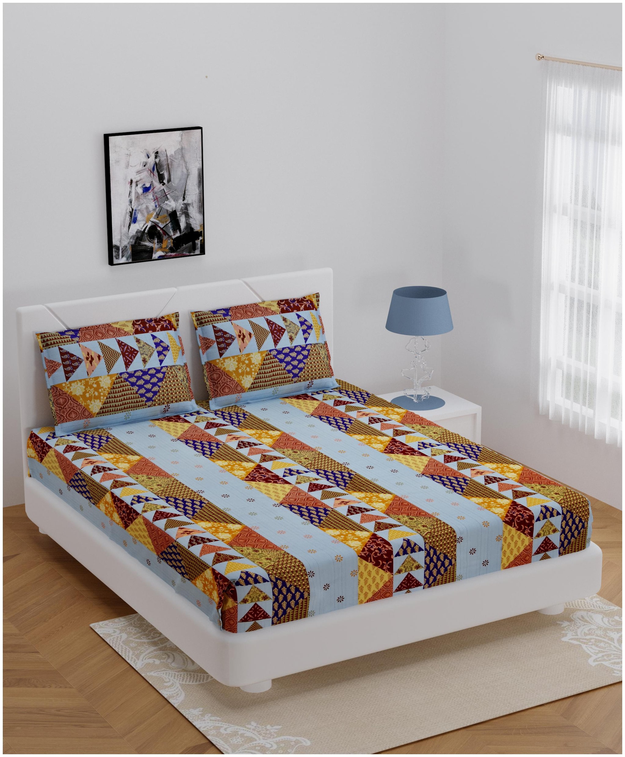 

Lsk Shiva s Cotton Printed King Size Bedsheet 210 TC ( 1 Bedsheet With 2 Pillow Covers Multi )
