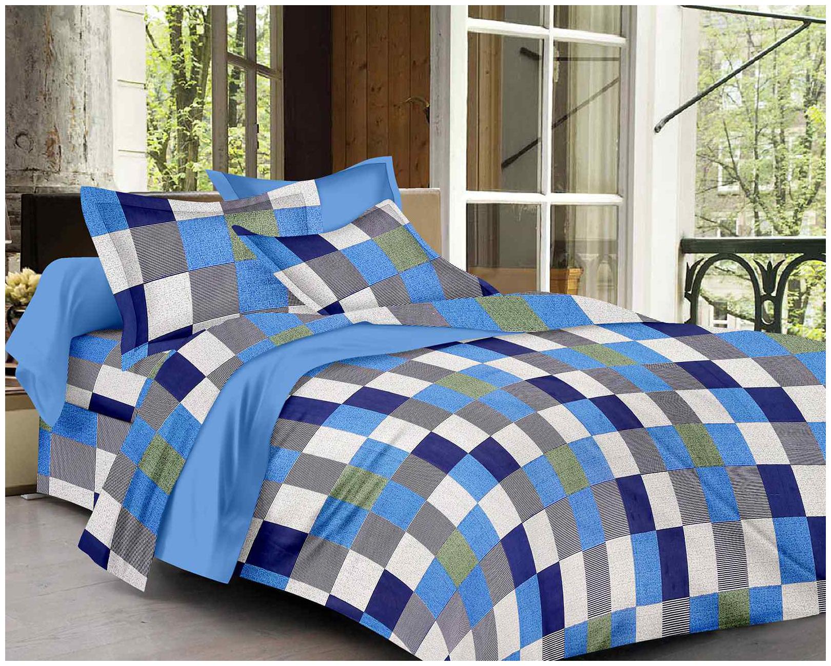 

Lsk Shiva s Cotton Printed King Size Bedsheet 210 TC ( 1 Bedsheet With 2 Pillow Covers Blue )